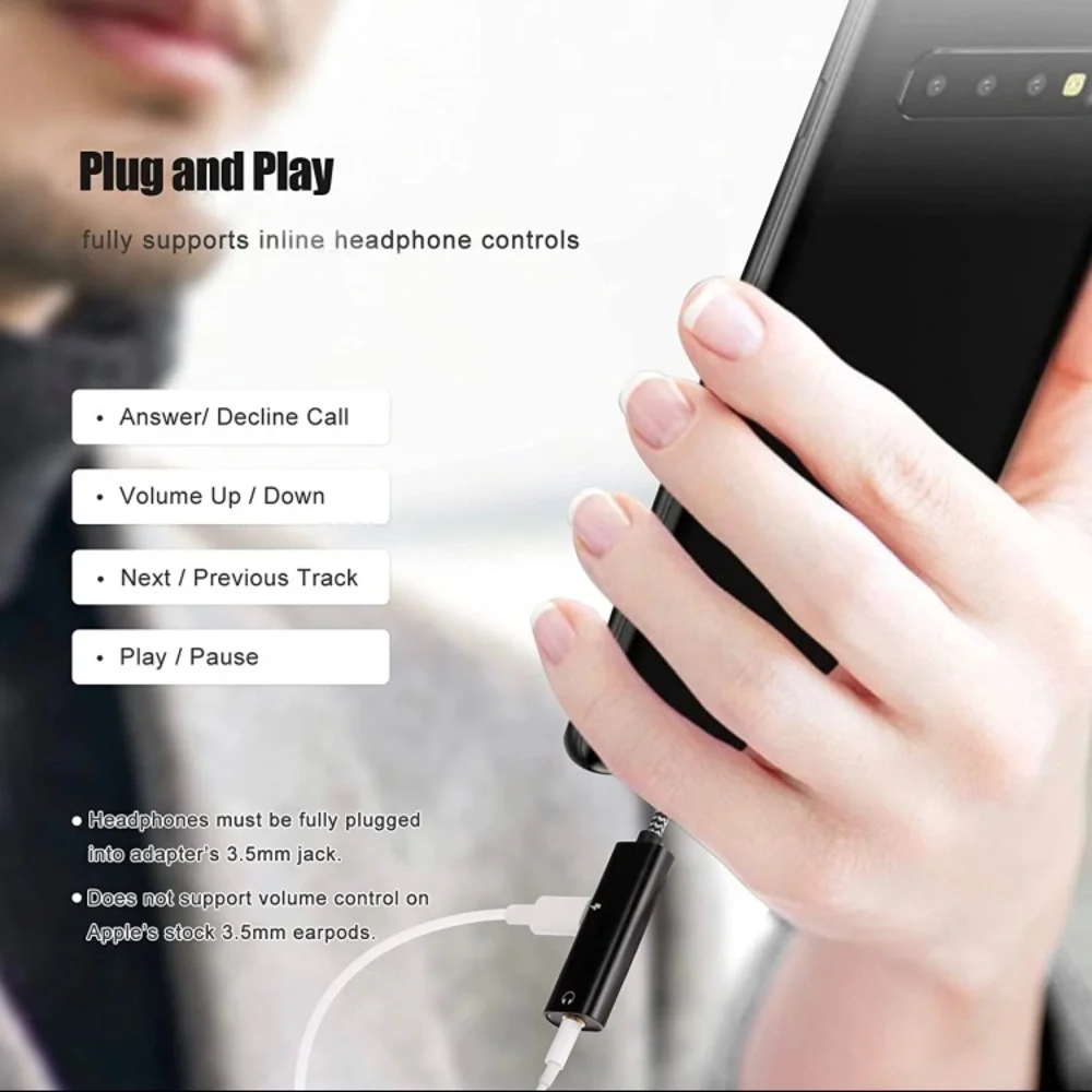 Hongloon USB-C to 3.5mm Headphone and Charger Adapter, 2-in-1